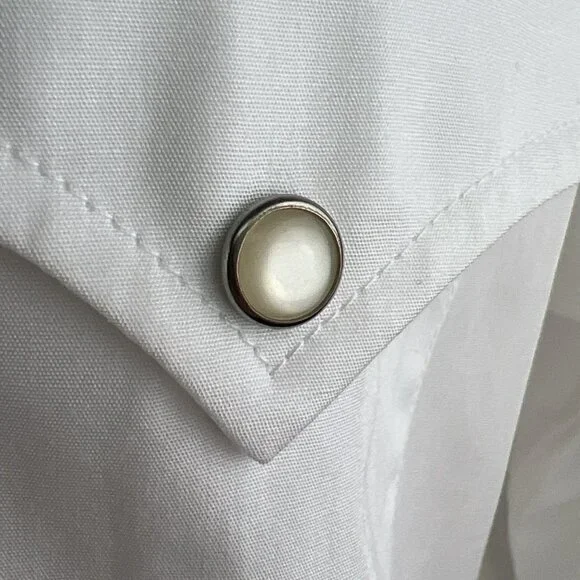 Ralph Lauren Size 1X Western Yoke Cowgirl Shirt Pearl Snap White Cotton Cowboy - Picture 3 of 10